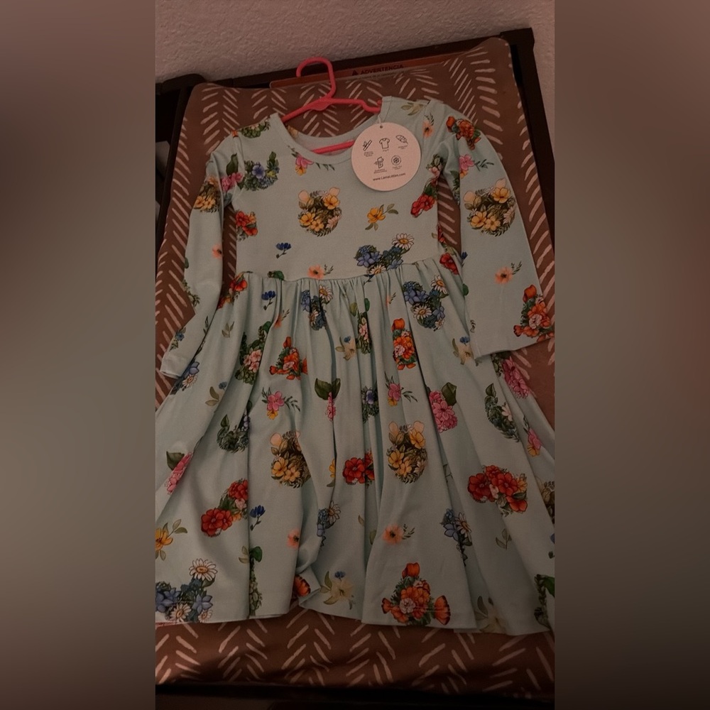 Lama Littles Topiary Friends Long Sleeve Bamboo Twirl Dress - 4T